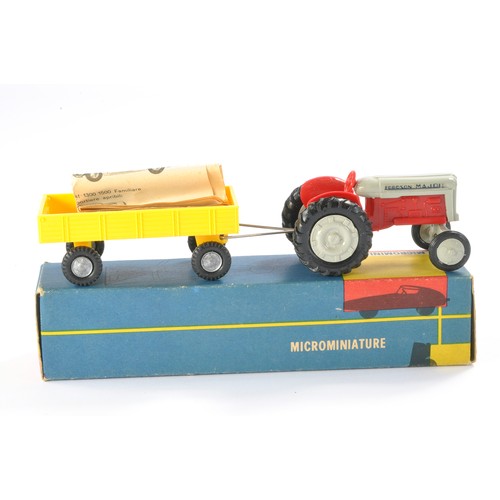 100 - Politoys Microminiature Series Vintage farm toy issue comprising Fordson Major Tractor in red and gr... 