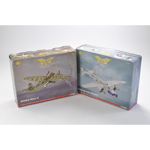 217 - Corgi model aircraft issues comprising 1) No. AA35303 B-25 Mitchell and 2) No. AA33707 Heinkel He111... 