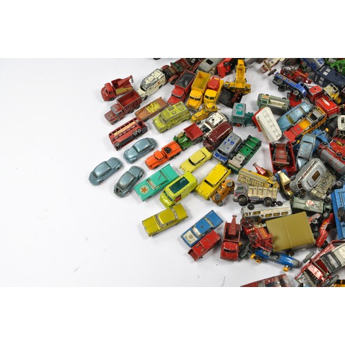 304 - A large group of playworn diecast from various makers including Matchbox, Husky and others.