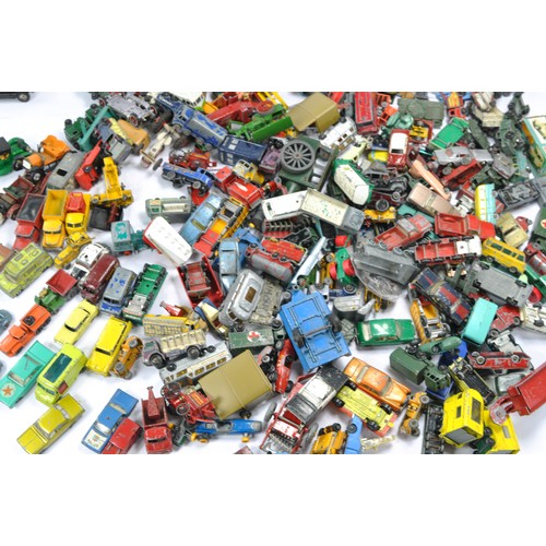 304 - A large group of playworn diecast from various makers including Matchbox, Husky and others.