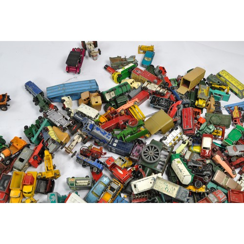 304 - A large group of playworn diecast from various makers including Matchbox, Husky and others.