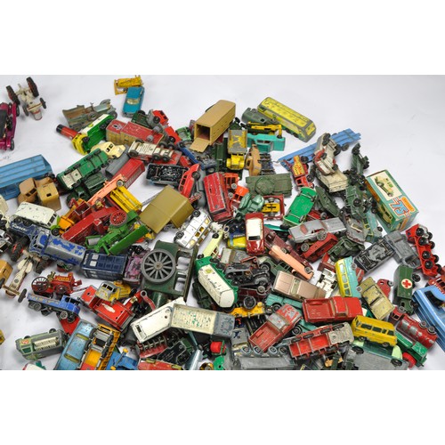 304 - A large group of playworn diecast from various makers including Matchbox, Husky and others.