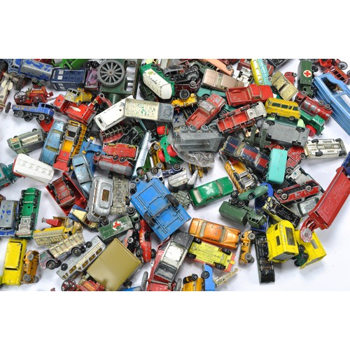 304 - A large group of playworn diecast from various makers including Matchbox, Husky and others.