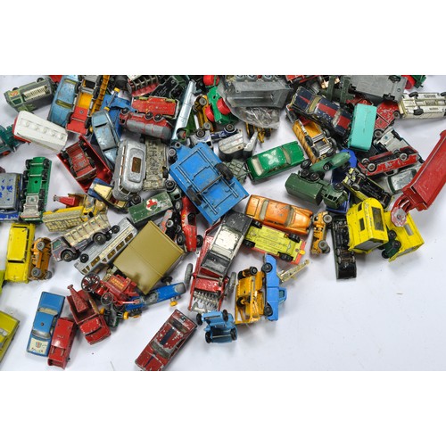 304 - A large group of playworn diecast from various makers including Matchbox, Husky and others.