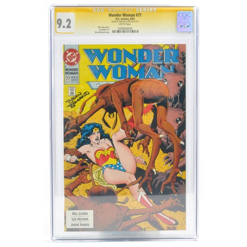 395 - Graded Comic Book interest comprising Wonder Woman #77 - D. C. Comics 8/93. Signed by Brian Bolland ... 