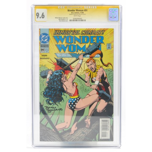 396 - Graded Comic Book interest comprising Wonder Woman #91 - D. C. Comics 11/94. Signed by Brian Bolland... 