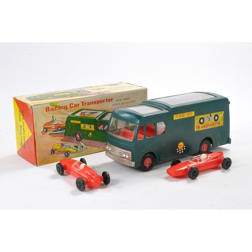 547 - Jimson (Hong Kong) Plastic Friction Driven Racing Car Transporter Set comprising transporter with tw... 