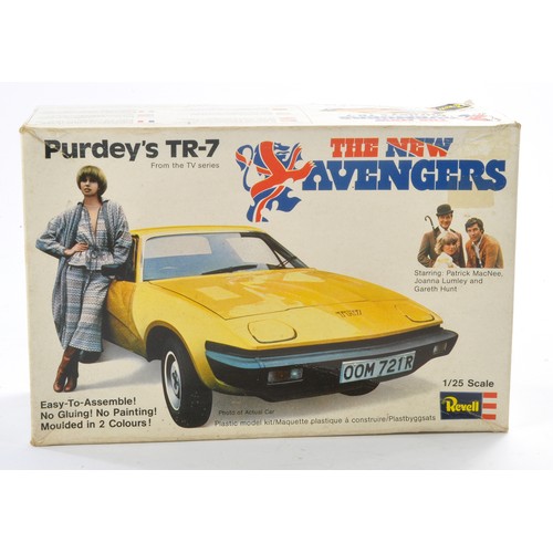 502 - Revell 1/25 plastic model kit comprising Purdeys TR7 from the New Avengers. Contents sealed in bags.