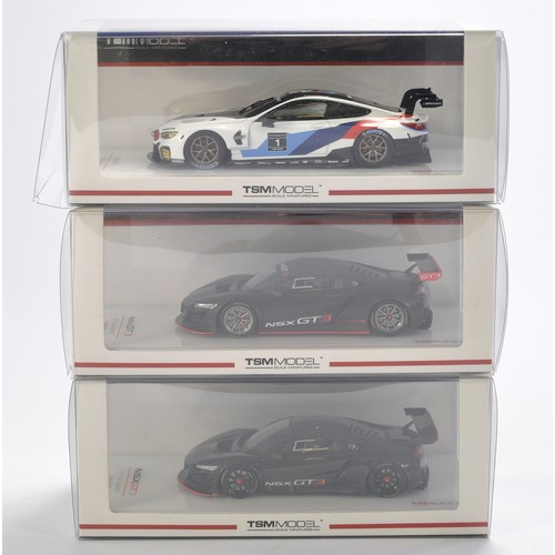 28 - TSM Model 1/43 Resin BMW M8 GTE, 217 Honda NSX GT3 and 2017 Acura NSX GT3. All look excellent withou... 