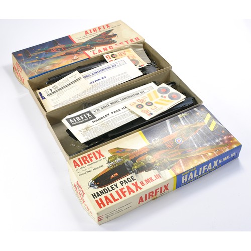 40 - Plastic Model Kits comprising early issue Airfix Avro Lancaster and HP Halifax. Both look to be comp... 