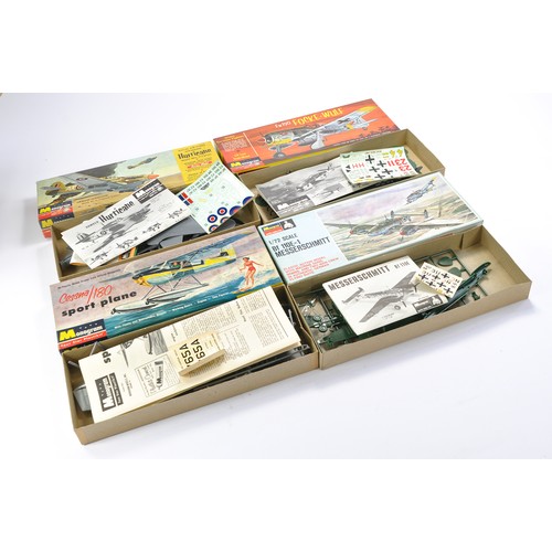 47 - Plastic Model Kits comprising early issue Monogram to include FW190, Hawker Hurricane, BF Messerschm... 