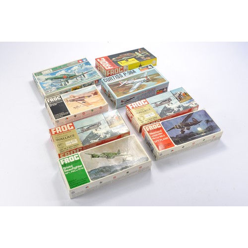 60 - Plastic Model Kits comprising Frog x 6 plus Monogram and Tamiya. All Aircraft. All look to be comple... 