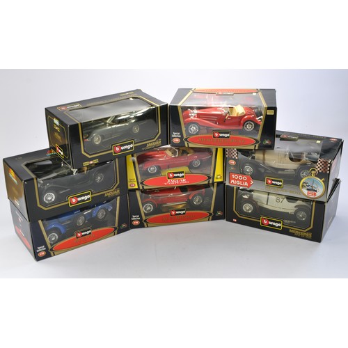 78 - Burago 1/18 group of Eight Classic / Vintage Car issues as shown. All excellent with excellent boxes... 