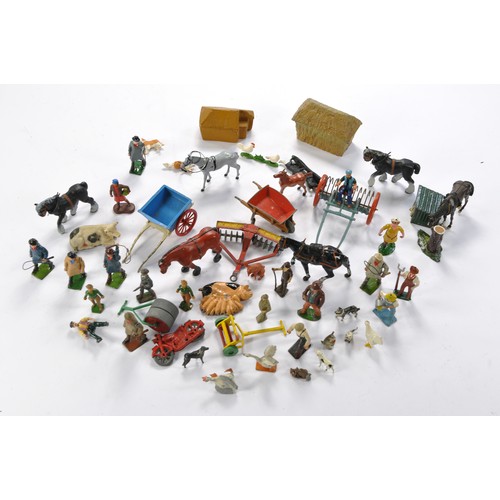 200 - Assorted lead Metal farm figures including vintage issues from Britains including animals and access... 