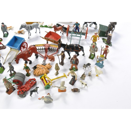 200 - Assorted lead Metal farm figures including vintage issues from Britains including animals and access... 