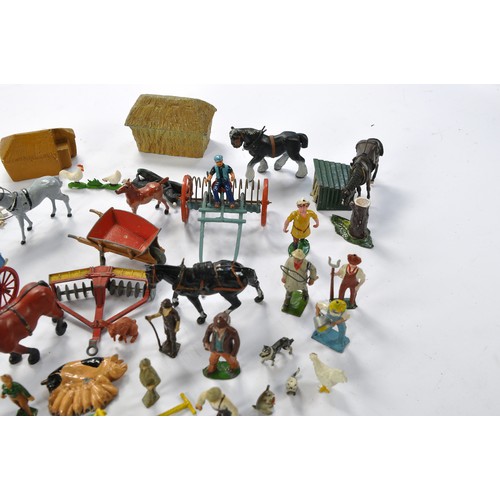 200 - Assorted lead Metal farm figures including vintage issues from Britains including animals and access... 