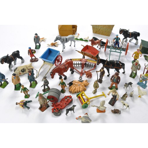 200 - Assorted lead Metal farm figures including vintage issues from Britains including animals and access... 