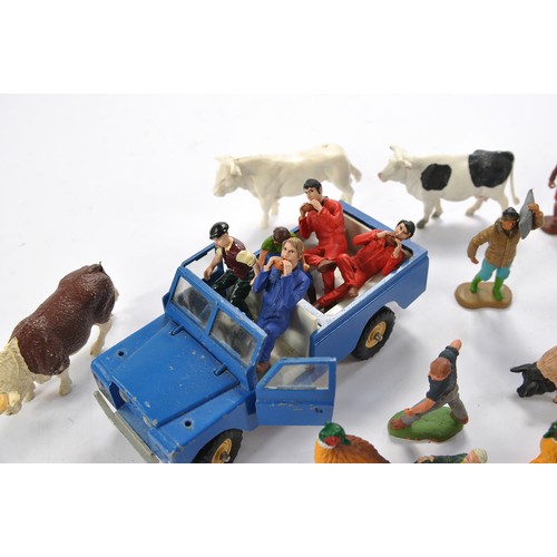 201 - Assorted plastic farm animals and figures including some HLT Miniatures 'people' issues.