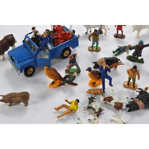 201 - Assorted plastic farm animals and figures including some HLT Miniatures 'people' issues.