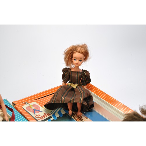 361 - Pedigree Sindy comprising six vintage dolls plus trio of accessory sets as shown. Dolls generally go... 