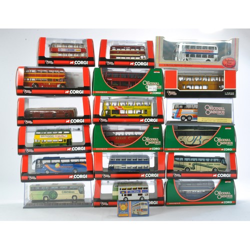 499 - Diecast model bus group comprising of 22 boxed issues in various liveries as shown. Mostly Corgi Omn... 