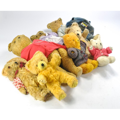 487 - Collection of Vintage Bears with moderate to significant wear.