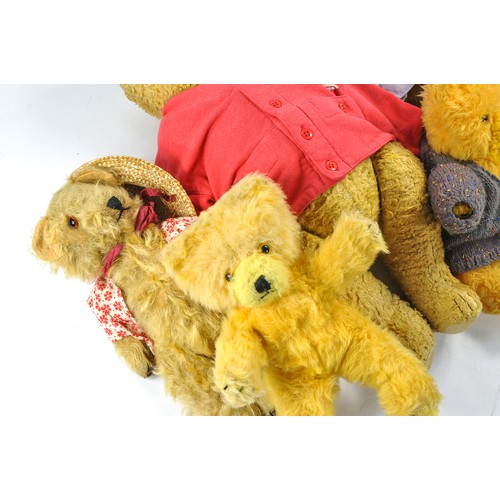 487 - Collection of Vintage Bears with moderate to significant wear.