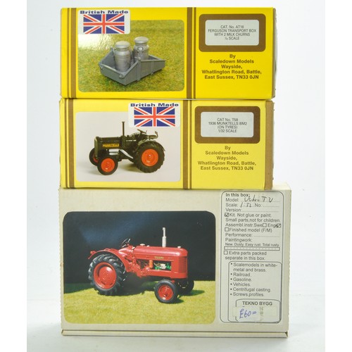 72 - Scaledown Models 1/32 White Metal Tractor and Implement Kits comprising Munktells BM2 and Ferguson T... 