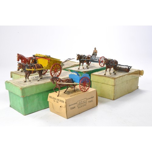 80 - A group of Britains Farm vintage horse drawn issues. Generally fair to good in fair boxes.