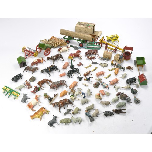 87 - A large assortment of lead metal figures and animals from Britains, Timpo, Crescent etc. Many with s... 