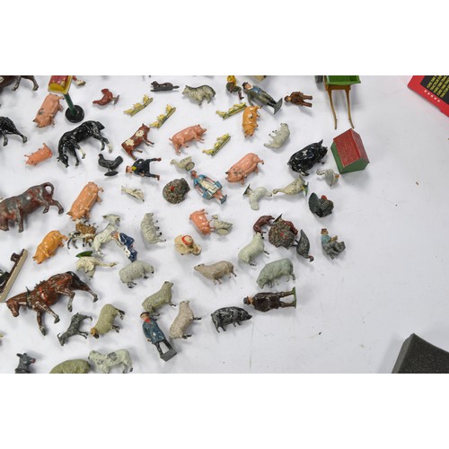 87 - A large assortment of lead metal figures and animals from Britains, Timpo, Crescent etc. Many with s... 