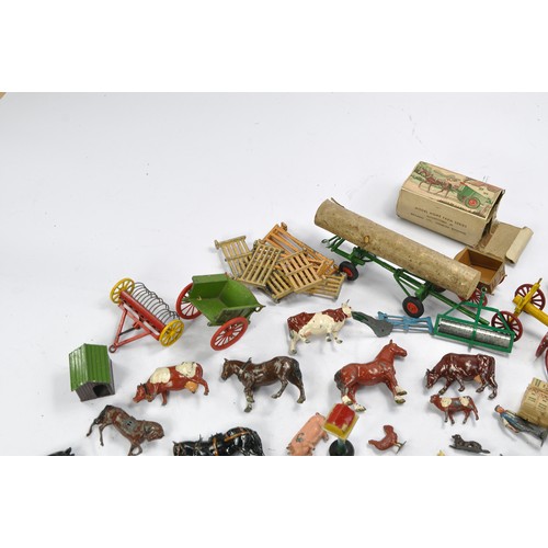 87 - A large assortment of lead metal figures and animals from Britains, Timpo, Crescent etc. Many with s... 