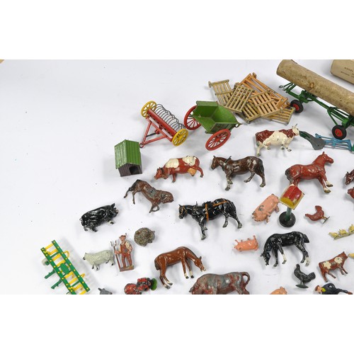 87 - A large assortment of lead metal figures and animals from Britains, Timpo, Crescent etc. Many with s... 