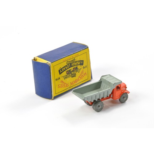 224 - Matchbox Regular Wheels No. 6a Quarry Truck. Orange and grey with gold trim. Generally good to very ... 