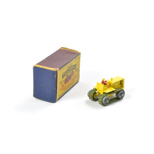 228 - Matchbox Regular Wheels No. 8a Caterpillar Bulldozer. Yellow with red driver, metal rollers and gree... 