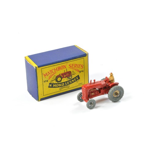 238 - Matchbox Regular Wheels comprising No. 4a Massey Harris Tractor. Red with Metal Wheels plus tan driv... 