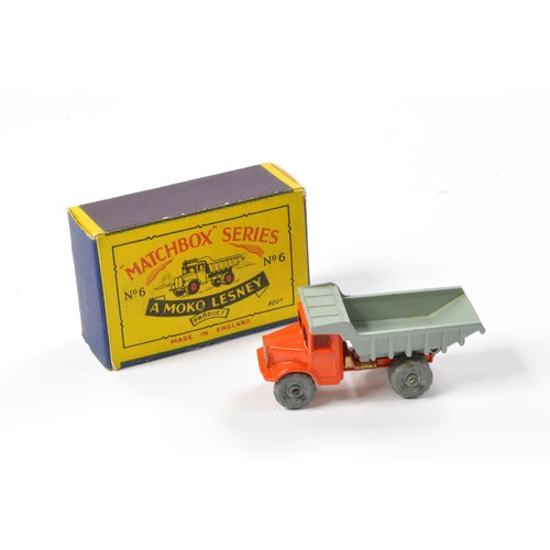 239 - Matchbox Regular Wheels comprising No. 6a Quarry Truck. Orange, gold trim, grey back with metal whee... 