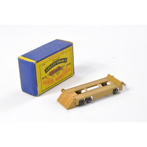 247 - Matchbox Regular Wheels comprising No. 16a Low Loader Trailer. Tan inc drawbar with metal wheels. Ex... 