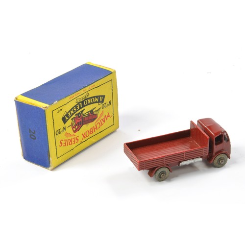 250 - Matchbox Regular Wheels comprising No. 20a ERF Stake Truck. Maroon Body with silver trim, metal whee... 