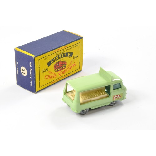 253 - Matchbox Regular Wheels comprising No. 21c Commer Milk Delivery Truck. Pale green with silver plasti... 