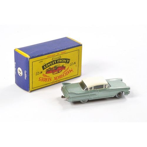 256 - Matchbox Regular Wheels comprising No. 27c Cadillac Sixty Special. Light Metallic Green with silver ... 