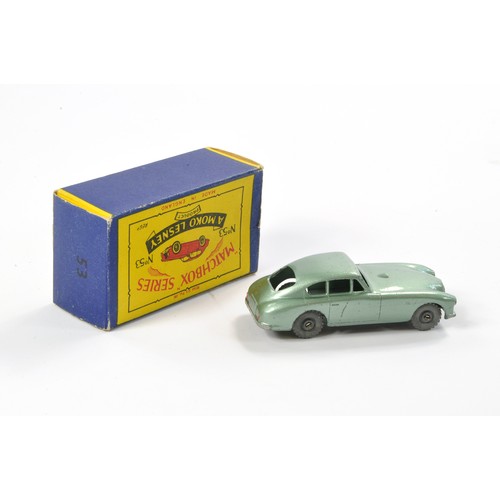 263 - Matchbox Regular Wheels comprising No. 53a Aston Martin. Metallic green with black base, metal wheel... 