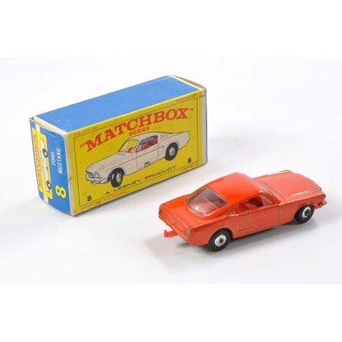 274 - Matchbox Regular Wheels comprising No. 8e Ford Mustang. Gloss Orange with red interior, black base w... 