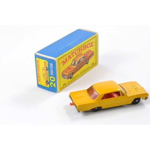 284 - Matchbox Regular Wheels comprising No. 20c Chevrolet Taxi. Orange Yellow with red interior, black pl... 