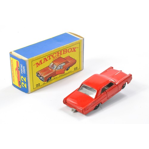 287 - Matchbox Regular Wheels comprising No. 22c Pontiac GP Coupe. Gloss Red with light grey interior, bla... 