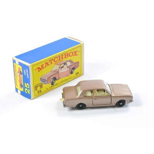 290 - Matchbox Regular Wheels comprising No. 25d Ford Cortina. Metallic brown with ivory interior, black p... 