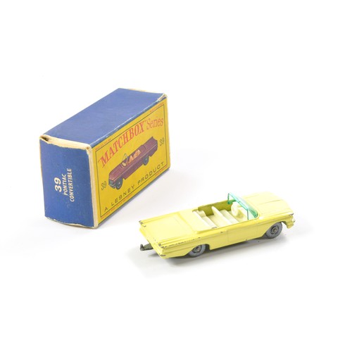 299 - Matchbox Regular Wheels comprising No. 39b Pontiac Convertible. Yellow with cream interior, black ba... 