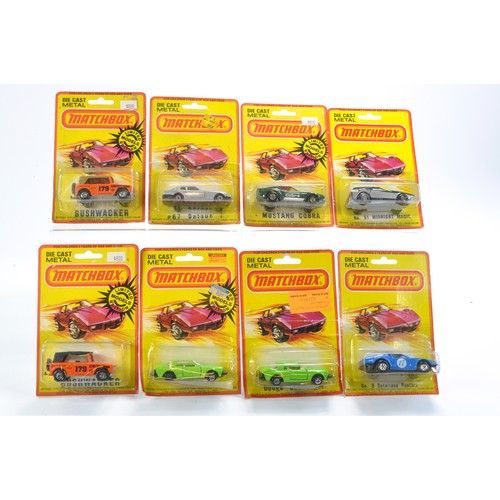 341 - Matchbox Superfast US Export Blister Packs (inc some HK variants) comprising Datsun, Bushwacker (Fie... 