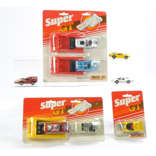 348 - Matchbox Superfast Blister Packs comprising Super GT Series issues x 6 inc three unboxed. Carded iss... 