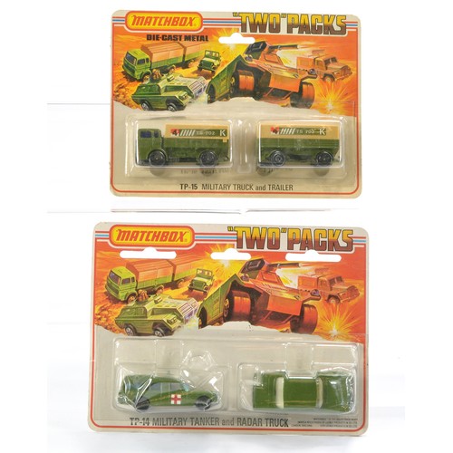 349 - Matchbox Superfast Twin Packs comprising Tp-14 Ambulance and Staff Car (note incorrect card but fact... 